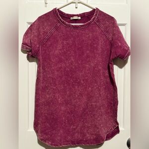 NWOT Zenana Zenana F/Terry Acid Wash Short Cuff Sleeve M